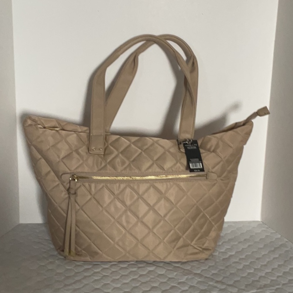 Olivia & joy Quilted Tan Tote Bag